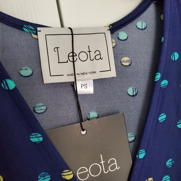 StitchFix Leota Blue Dotted Faux Wrap-Petite Small - Picture 2 of 4